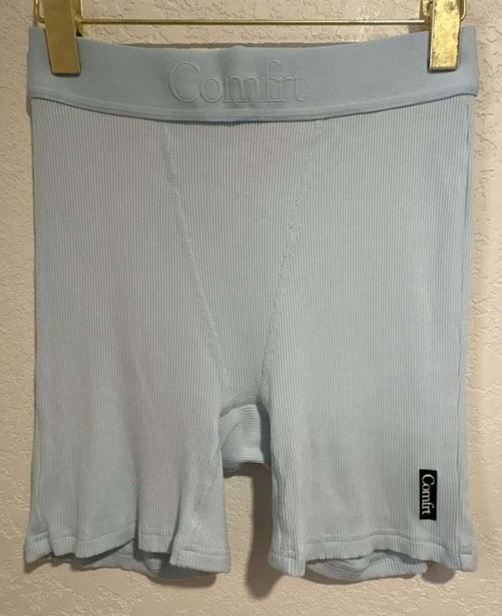 Comfrt Ribbed Boxer Shorts Size M Light Blue Lounge